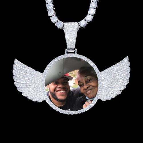 925S & VVS Moissanite 3D Wing Custom Picture Pendant