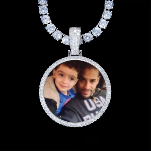 925S & VVS Moissanite 3D Circle Custom Picture Pendant