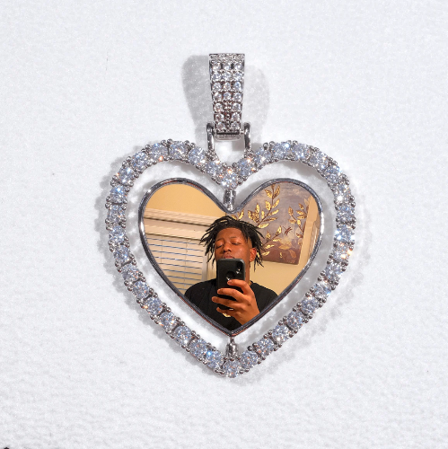3D Spinning 2-Faced Heart Custom Picture Pendant