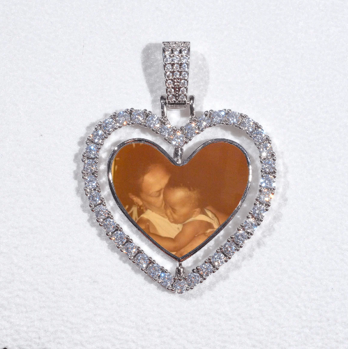 3D Spinning 2-Faced Heart Custom Picture Pendant