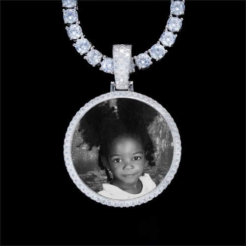925S & VVS Moissanite 3D Circle Custom Picture Pendant