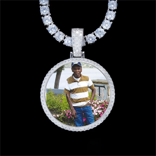 925S & VVS Moissanite 3D Circle Custom Picture Pendant