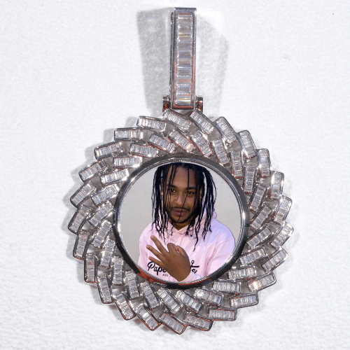 Large 3D Baguette Custom Picture Pendant