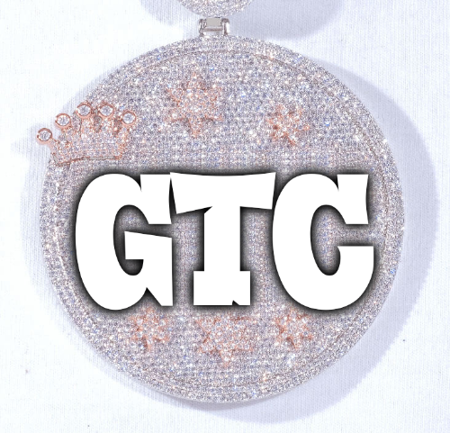 CUSTOM LETTER NECKLACE 3D BIG CROWN DISC