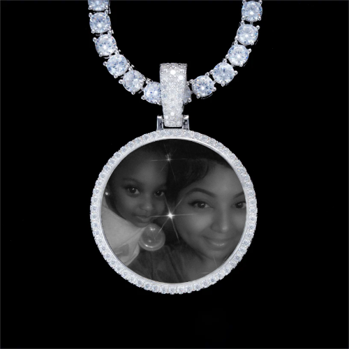 925S & VVS Moissanite 3D Circle Custom Picture Pendant