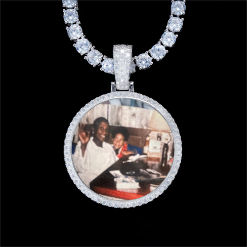 925S & VVS Moissanite 3D Circle Custom Picture Pendant