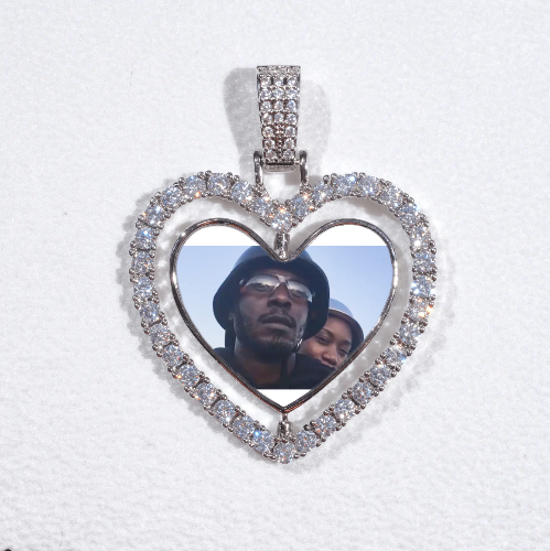 3D Spinning 2-Faced Heart Custom Picture Pendant