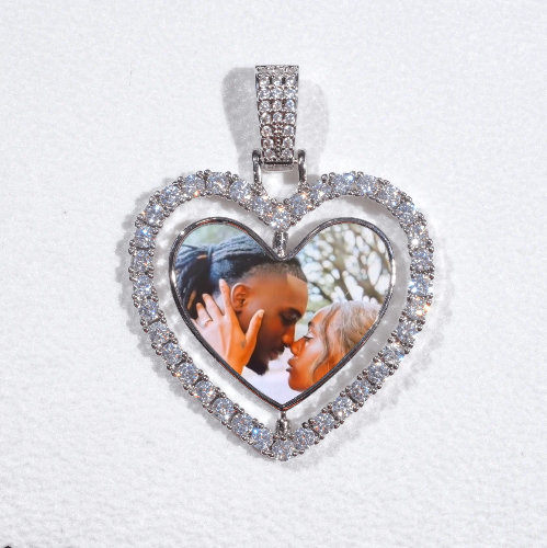 3D Spinning 2-Faced Heart Custom Picture Pendant