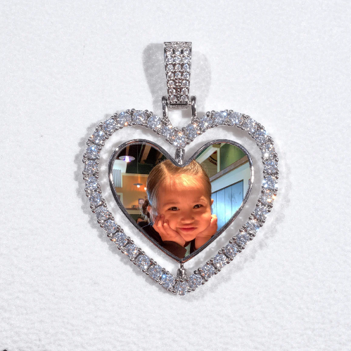 3D Spinning 2-Faced Heart Custom Picture Pendant