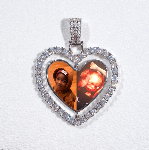 3D Spinning 2-Faced Heart Custom Picture Pendant