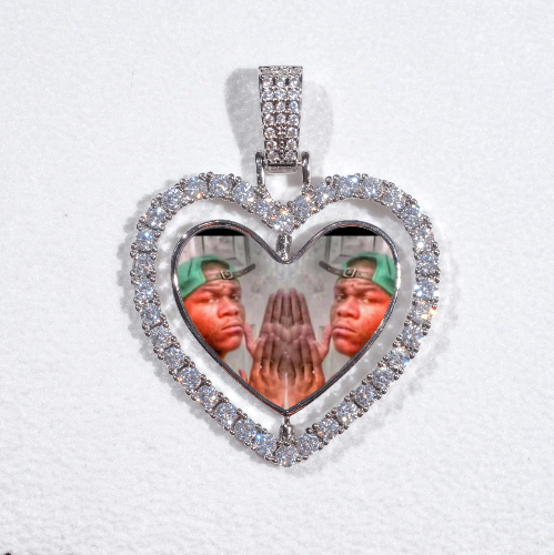 3D Spinning 2-Faced Heart Custom Picture Pendant