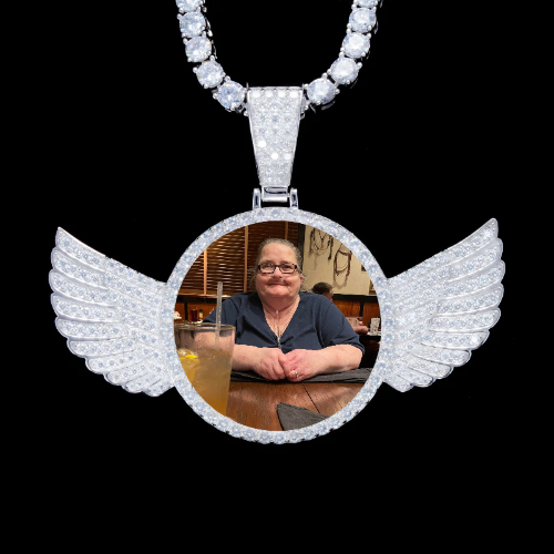 925S & VVS Moissanite 3D Wing Custom Picture Pendant