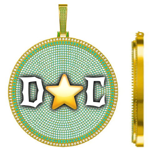 CUSTOM LETTER NECKLACE 3D BIG DISC