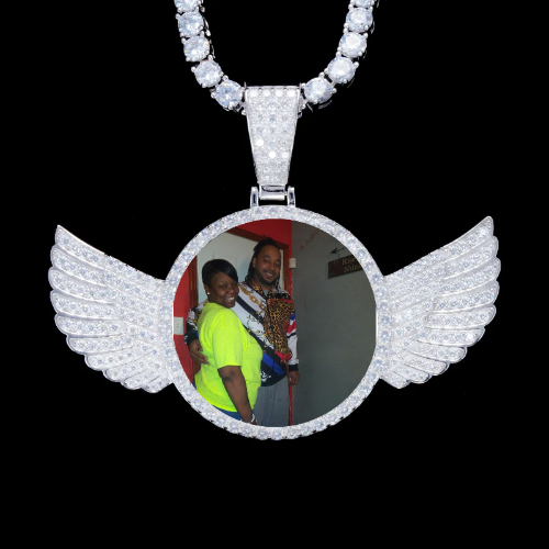 925S & VVS Moissanite 3D Wing Custom Picture Pendant