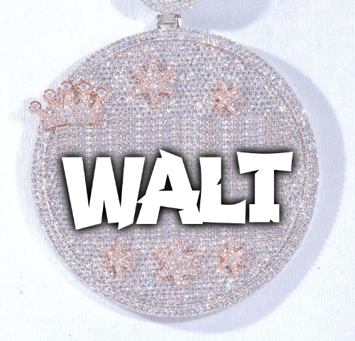 CUSTOM LETTER NECKLACE 3D BIG CROWN DISC
