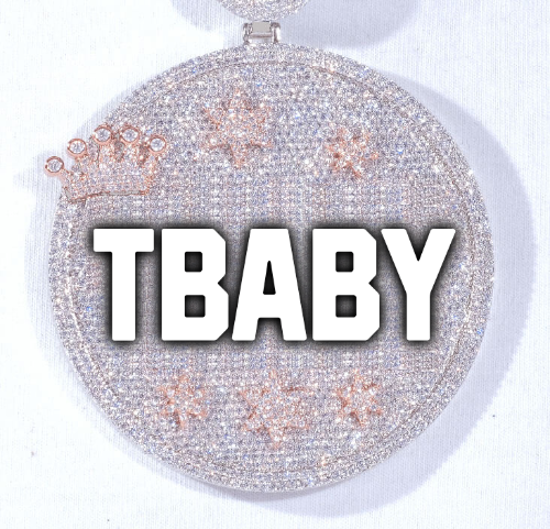 CUSTOM LETTER NECKLACE 3D BIG CROWN DISC