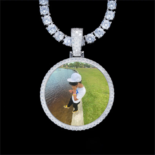 925S & VVS Moissanite 3D Circle Custom Picture Pendant