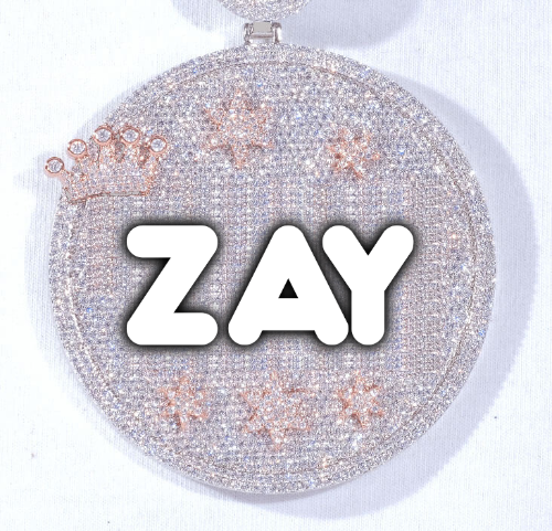 CUSTOM LETTER NECKLACE 3D BIG CROWN DISC