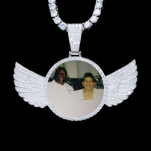 925S & VVS Moissanite 3D Wing Custom Picture Pendant