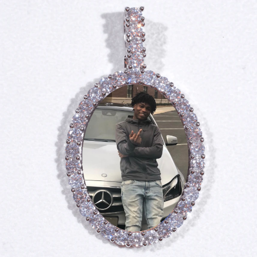 Large 3D Oval Custom Picture Pendant