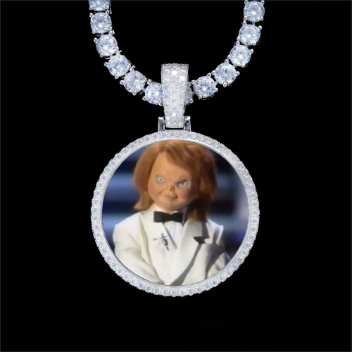 925S & VVS Moissanite 3D Circle Custom Picture Pendant