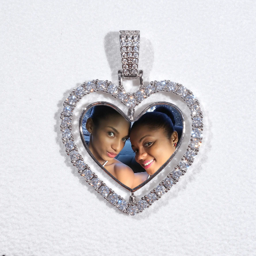 3D Spinning 2-Faced Heart Custom Picture Pendant
