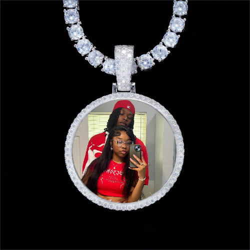 925S & VVS Moissanite 3D Circle Custom Picture Pendant