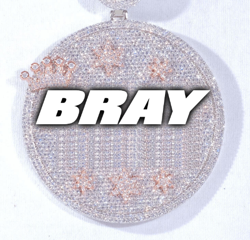 CUSTOM LETTER NECKLACE 3D BIG CROWN DISC