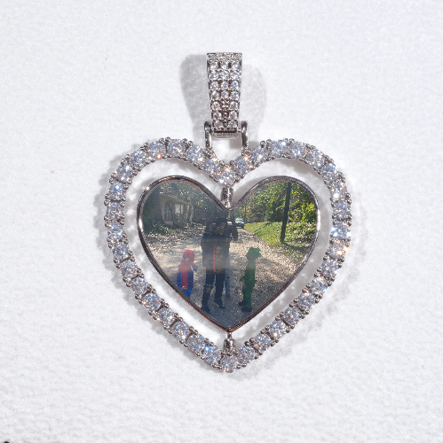 3D Spinning 2-Faced Heart Custom Picture Pendant