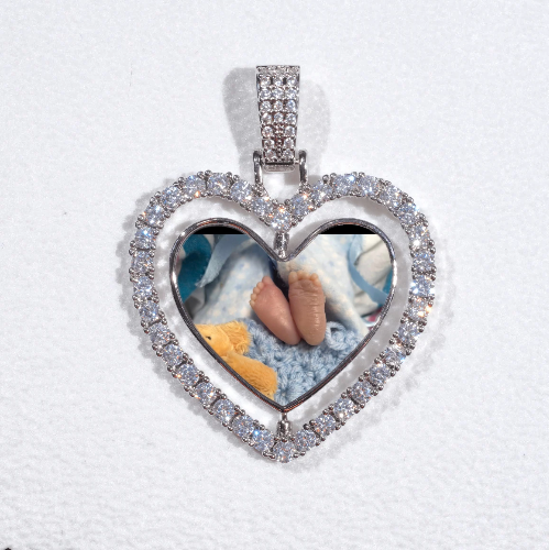 3D Spinning 2-Faced Heart Custom Picture Pendant