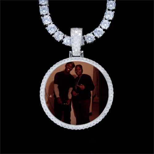 925S & VVS Moissanite 3D Circle Custom Picture Pendant