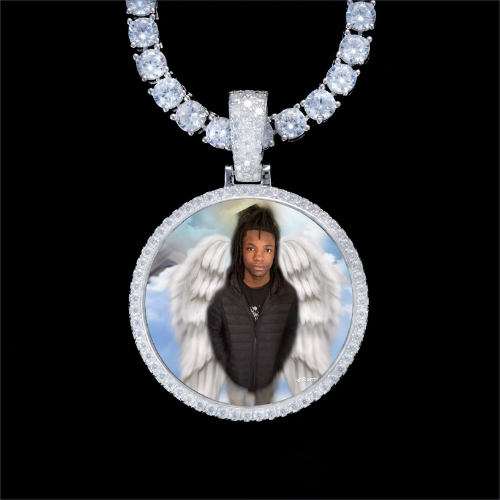 925S & VVS Moissanite 3D Circle Custom Picture Pendant