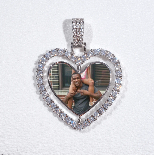 3D Spinning 2-Faced Heart Custom Picture Pendant