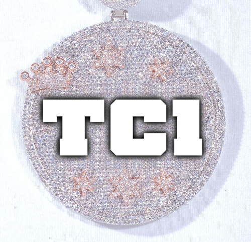 CUSTOM LETTER NECKLACE 3D BIG CROWN DISC