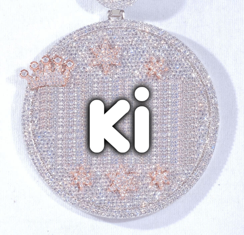CUSTOM LETTER NECKLACE 3D BIG CROWN DISC