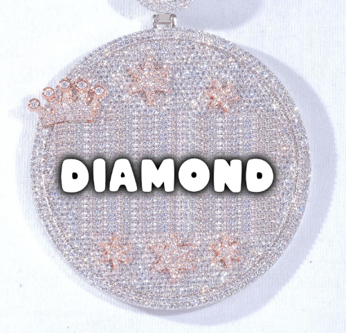 CUSTOM LETTER NECKLACE 3D BIG CROWN DISC