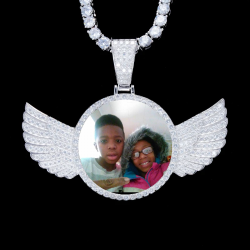 925S & VVS Moissanite 3D Wing Custom Picture Pendant