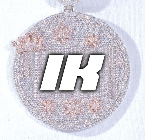 CUSTOM LETTER NECKLACE 3D BIG CROWN DISC