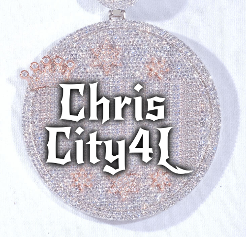 CUSTOM LETTER NECKLACE 3D BIG CROWN DISC