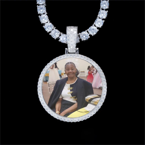 925S & VVS Moissanite 3D Circle Custom Picture Pendant