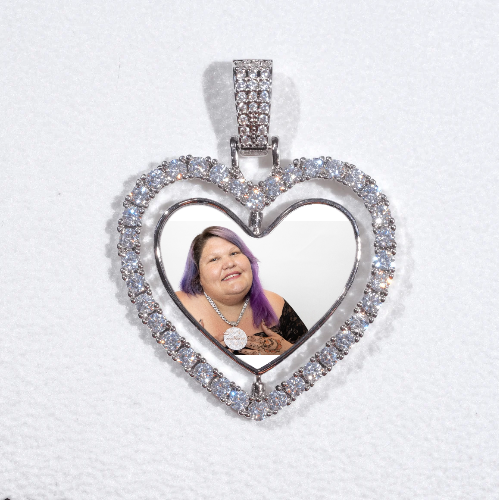3D Spinning 2-Faced Heart Custom Picture Pendant