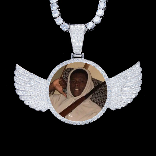 925S & VVS Moissanite 3D Wing Custom Picture Pendant