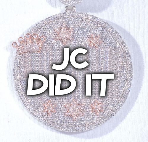 CUSTOM LETTER NECKLACE 3D BIG CROWN DISC
