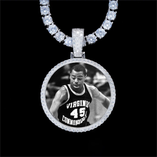 925S & VVS Moissanite 3D Circle Custom Picture Pendant