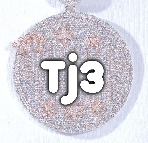 CUSTOM LETTER NECKLACE 3D BIG CROWN DISC