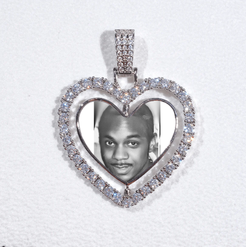 3D Spinning 2-Faced Heart Custom Picture Pendant