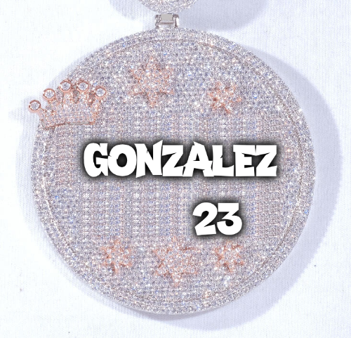 CUSTOM LETTER NECKLACE 3D BIG CROWN DISC