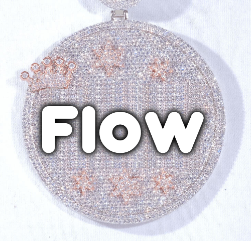 CUSTOM LETTER NECKLACE 3D BIG CROWN DISC