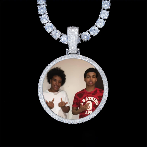 925S & VVS Moissanite 3D Circle Custom Picture Pendant
