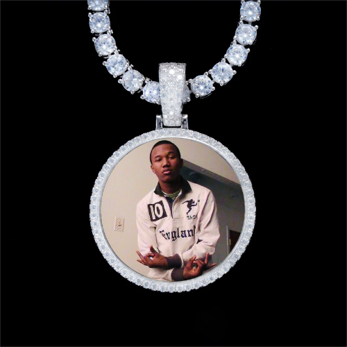 925S & VVS Moissanite 3D Circle Custom Picture Pendant